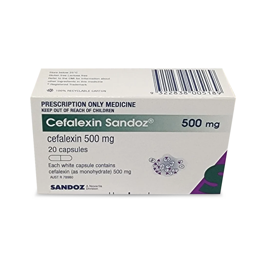 Cefalexin 500mg capsule 20 PBS